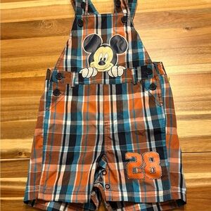 Disney Mickey Mouse Y2K plaid shortalls size 24 months
